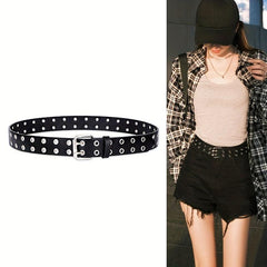 Punk Eyelet Leather Belt Hip Hop Unisex Jeans Pants Belt