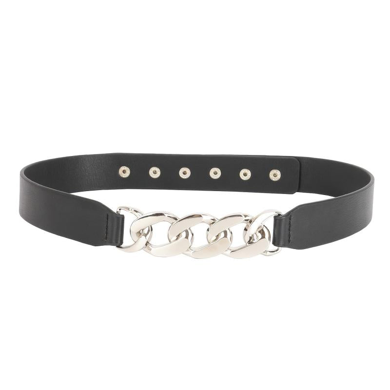 Chain Buckle Ladies Belt Women Skinny Waist Belt with Golden Metal Chain
