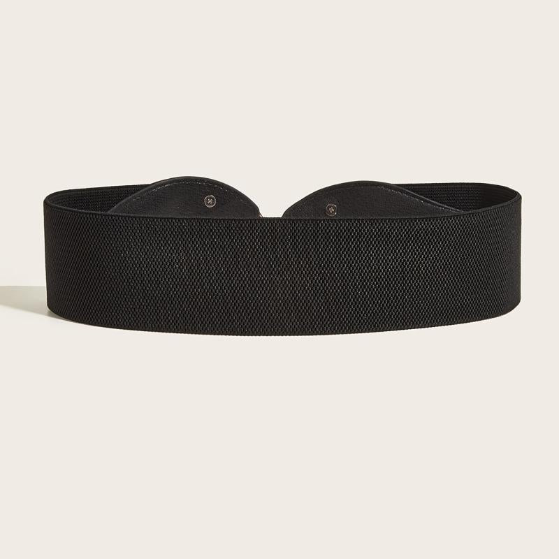Leaf Buckle Elastic Belt Vintage Elastic Waist Belt Metal Buckle Belt