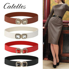 Women's Gemstone Waist Decoration Wide Belt for Skirt Suit Coat Sweater