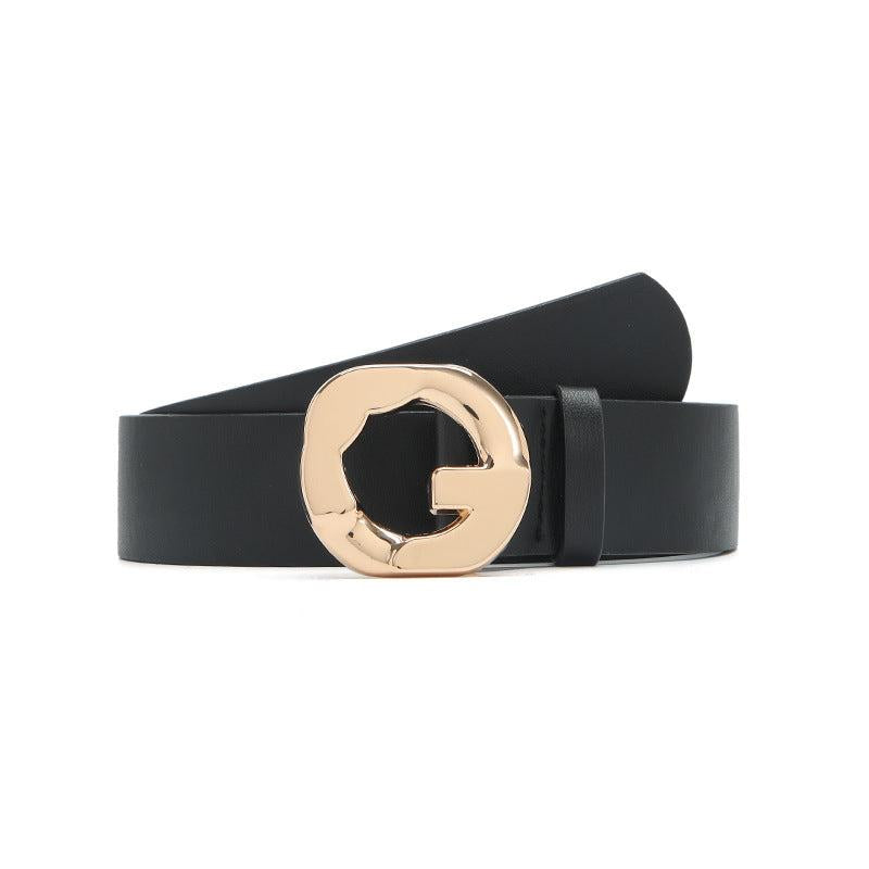 Geometric Buckle Casual Belt Solid Jeans Pants Belt For Women