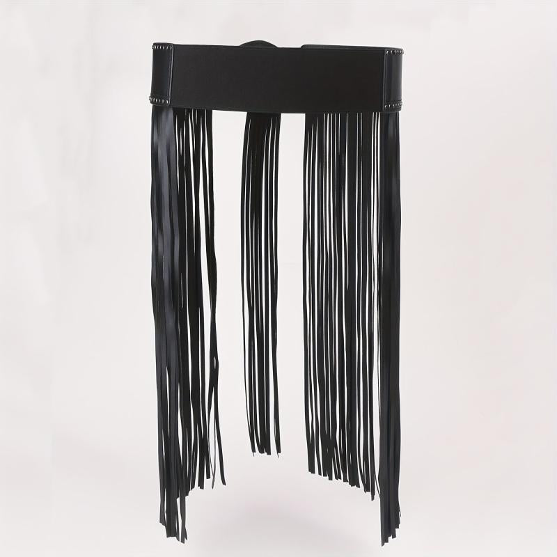 Tassel Skirt Belt Punk Fringe Waistband Rivet Decor Girdle