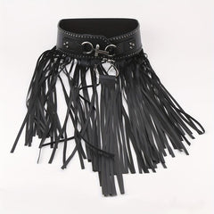 Tassel Skirt Belt Punk Fringe Waistband Rivet Decor Girdle