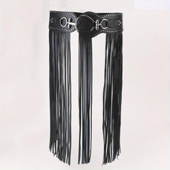 Tassel Skirt Belt Punk Fringe Waistband Rivet Decor Girdle