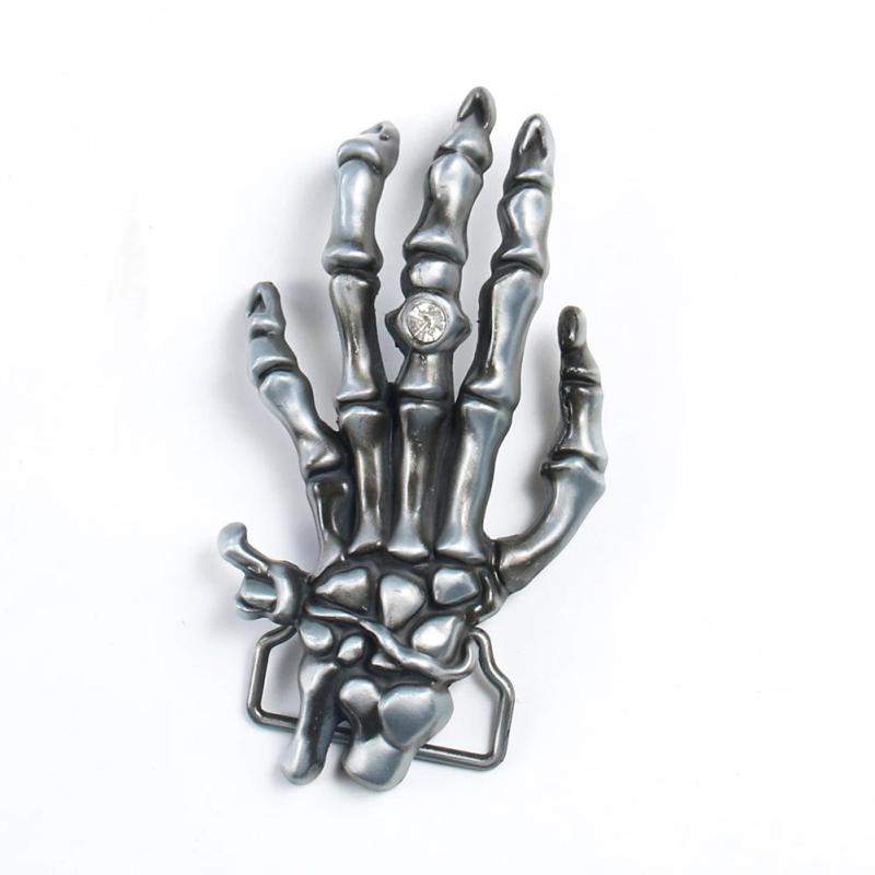 Skull Hand Rhinestone Belt Buckle Rock Punk Metal Accessories