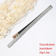 Sparkling Rhinestone Elastic Belt Silvery Waistband for Party