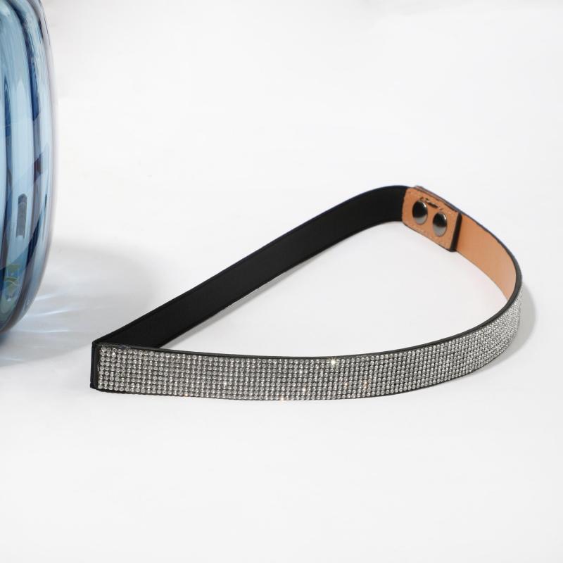 Sparkling Rhinestone Elastic Belt Silvery Waistband for Party