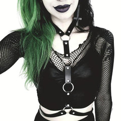 Gothic PU Leather Belt Chest Harness for Women Punk Rivet Body Harness