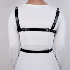 Rivet Chain Ring Linked Harness Belt Cage Bra Gothic PU Leather Belt