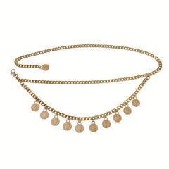 Vintage Coin Pendant Waist Chain Punk Golden Belly Chain Tassel Dress Girdle