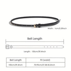 3pcs Thin PU Belt Rivet Decor Solid Belt Square Pin Buckle Belt Casual Girdle
