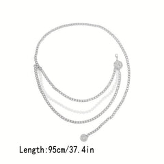 Metal Waist Chain Faux Pearl Dress Chain Pendant Tassel Jewelry
