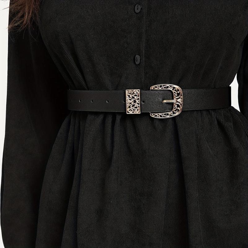 Hollow Buckle Belt PU Leather Casual Waistband Women Jeans Pants Dress Belts