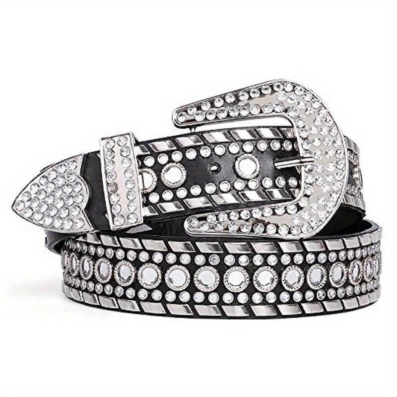 Vintage Wide Waist Belts Rhinestone Rock Strap Belt Y2K Women Belts