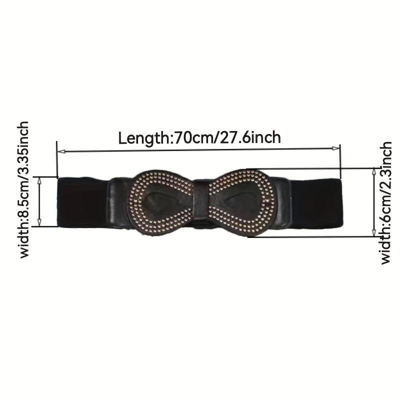 Vintage 8 Shaped Rivet Buckle Belt Elastic PU Leather Wide Belt