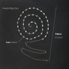 Double Layer Waist Chain Faux Pearl Rhinestone Belly Chain