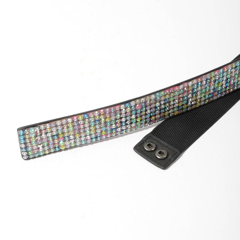 Full Rhinestone Elastic Belt Wide Waistband for Party