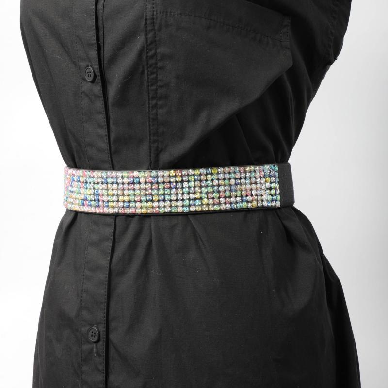 Full Rhinestone Elastic Belt Wide Waistband for Party
