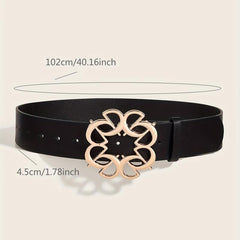 Hollow Out Buckle Belt PU Leather Wide Belt for Women