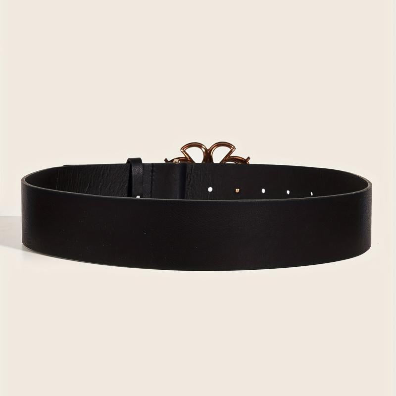 Hollow Out Buckle Belt PU Leather Wide Belt for Women