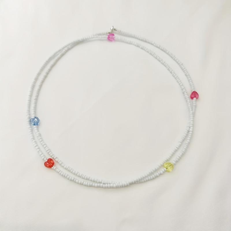 Y2K Pink Heart Beaded Waist Chain Summer Beach Bikini Bell
