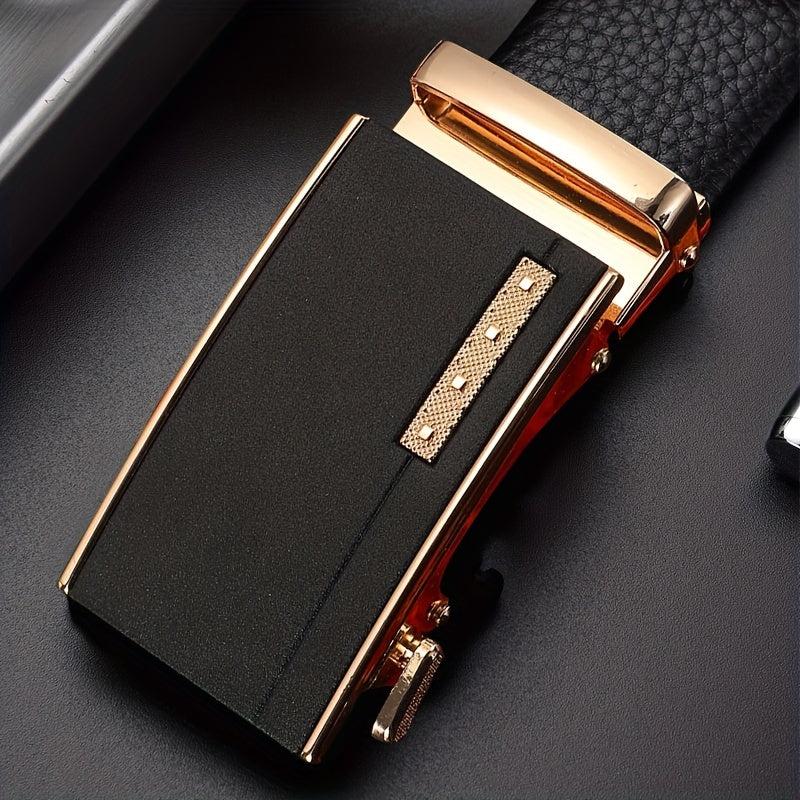 Men's PU Leather Belt Automatic Buckle Business Style Belt
