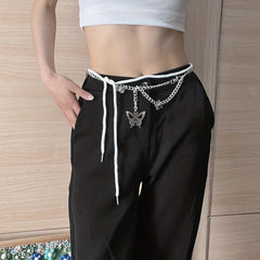 Butterfly Waist Chain with Tassel Silvery Belt for Women