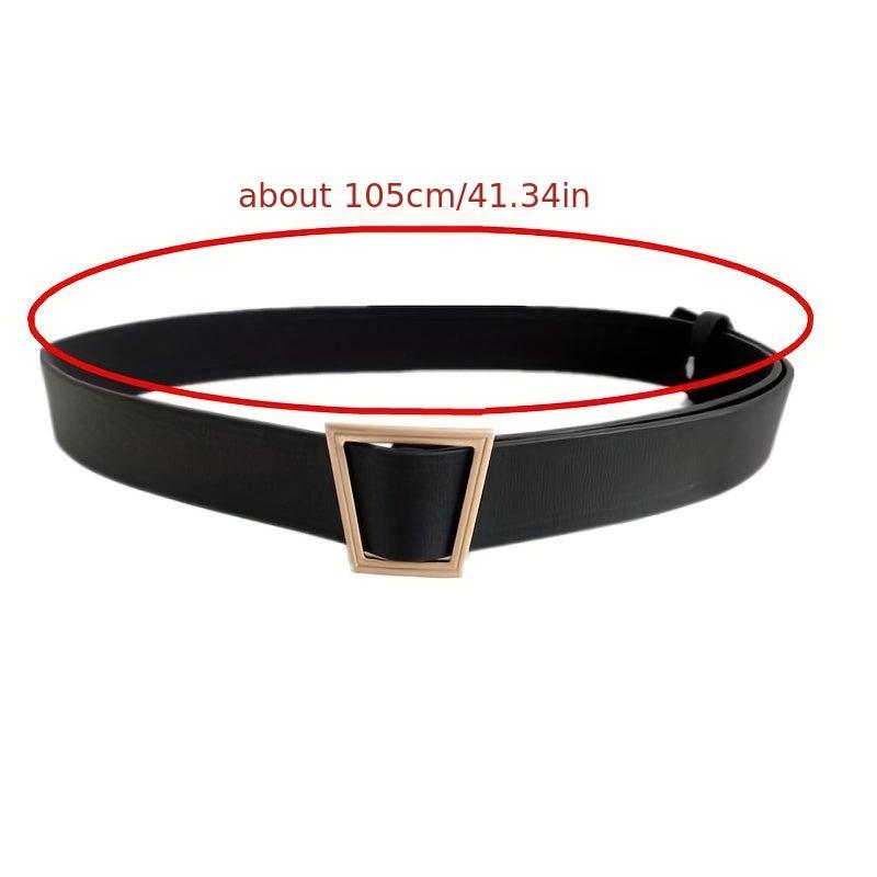 Stylish Geometric Metal Buckle Belt Solid PU Leather Waistband for Women