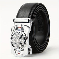 Men's Automatic Buckle Belt PU Leather Business Suit Waist Strap