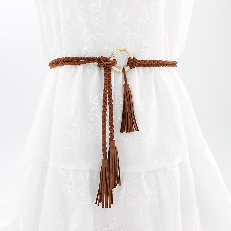 Braided Waist Rope Dress Skirt Decorative Thin Belt Female Knot Belt