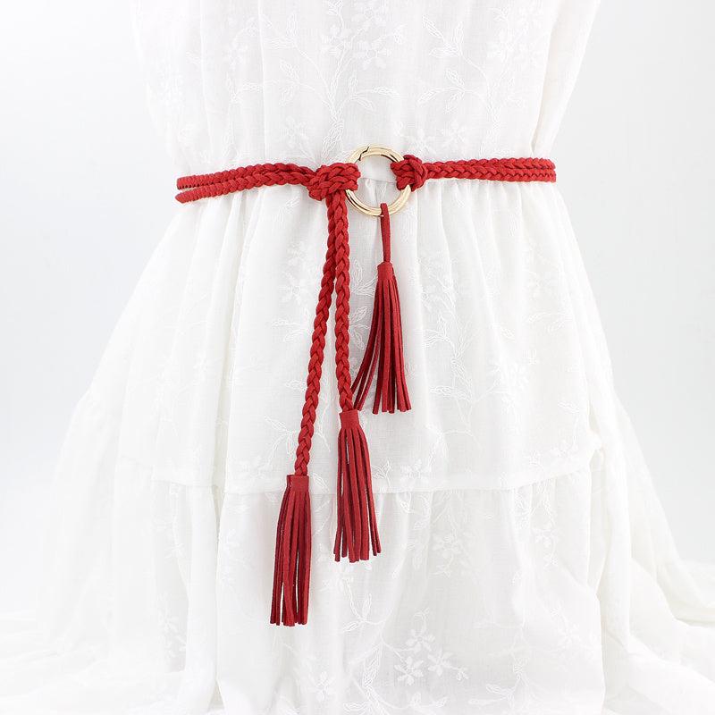 Braided Waist Rope Dress Skirt Decorative Thin Belt Female Knot Belt