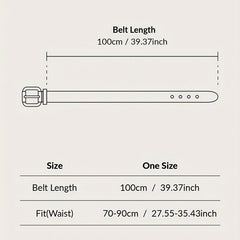 Double Round Buckle Casual Belt Solid PU Leather Waist Belts