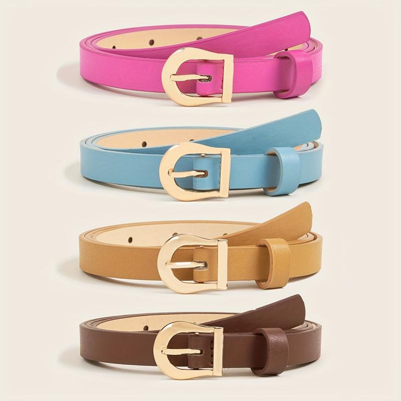 Golden Buckle Belt Classic Solid PU Belt Vintage Jeans Pants Belt