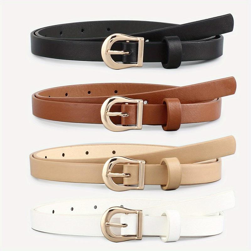 Golden Buckle Belt Classic Solid PU Belt Vintage Jeans Pants Belt