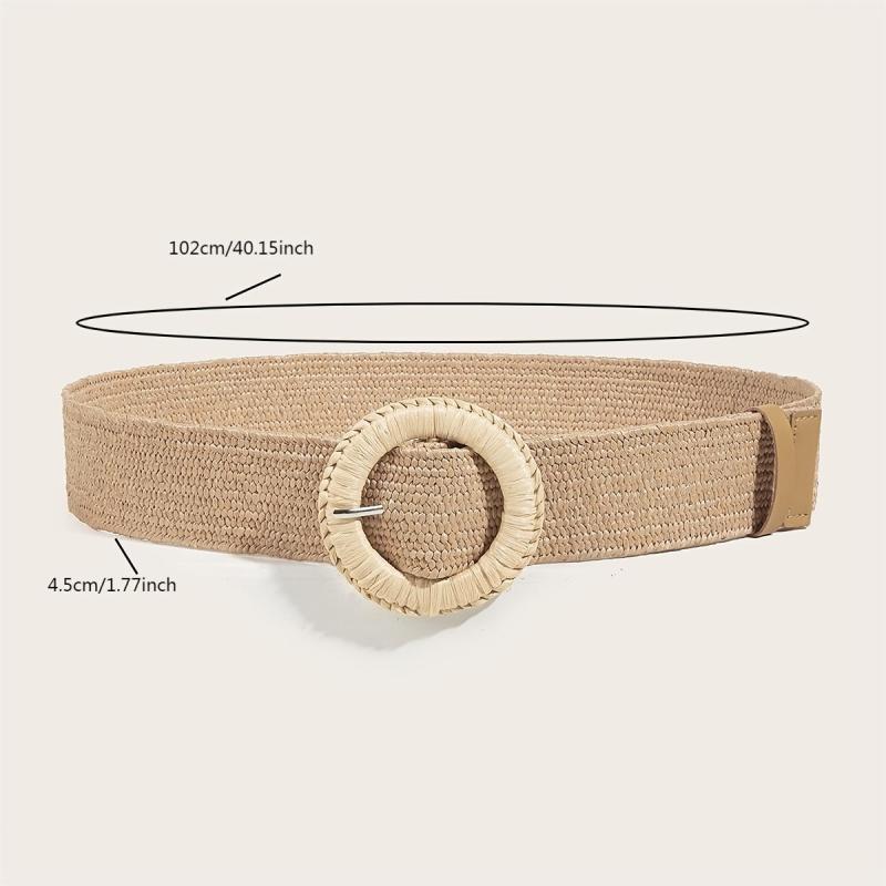 Boho Straw Woven Elastic Waist Belts Women's Braided Skinny Dress Pants Jeans