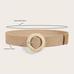 Boho Straw Woven Elastic Waist Belts Women's Braided Skinny Dress Pants Jeans