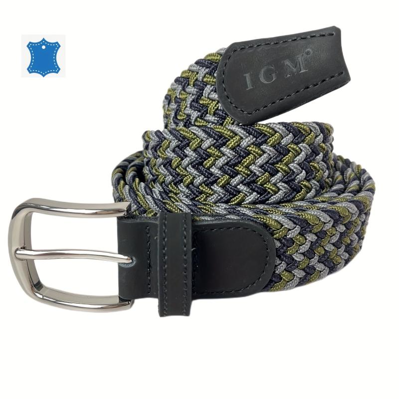 Men's Casual Army Green Square Plaited Belt