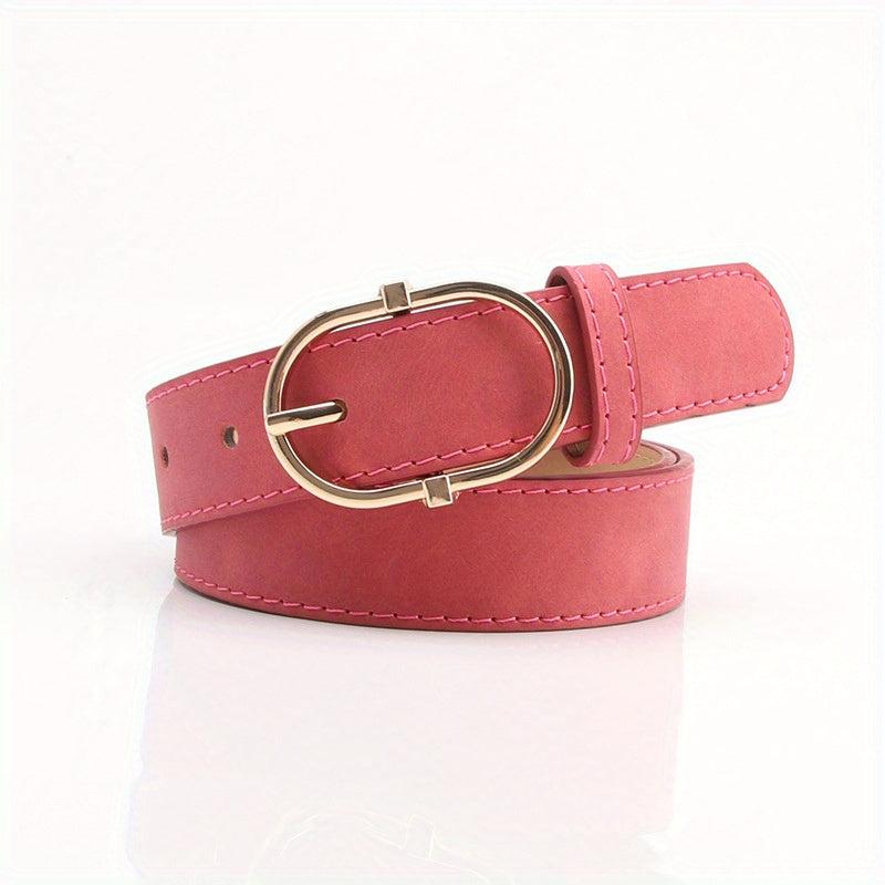 Vintage PU Leather Belt w/ Oval Pin Buckle