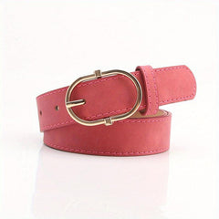 Vintage PU Leather Belt w/ Oval Pin Buckle