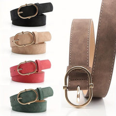 Vintage PU Leather Belt w/ Oval Pin Buckle
