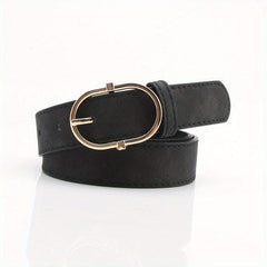 Vintage PU Leather Belt w/ Oval Pin Buckle