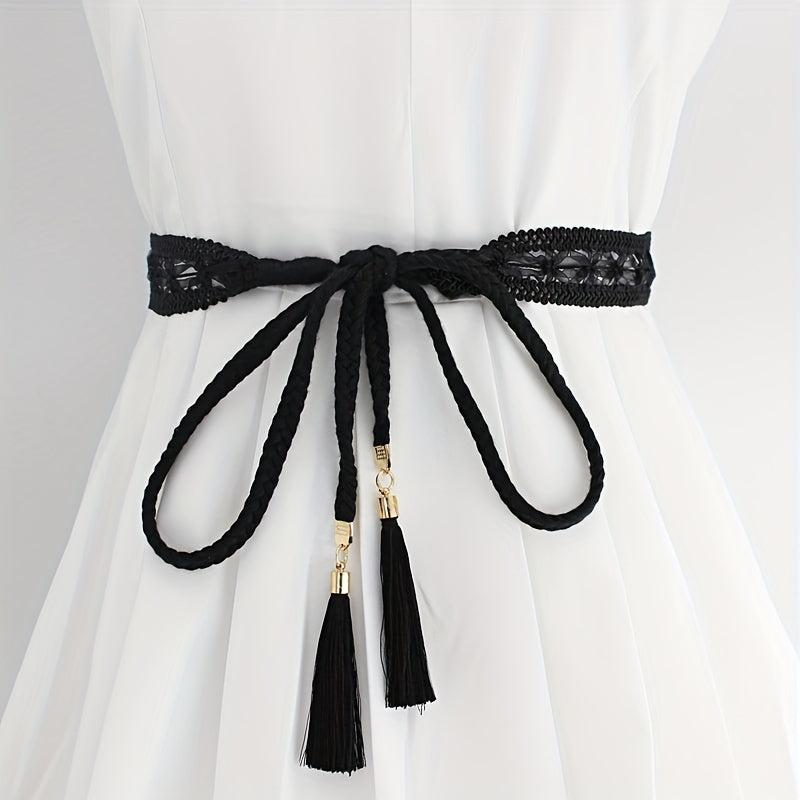 Boho Tassel Sash Belt Vintage Braided Lace Waistband