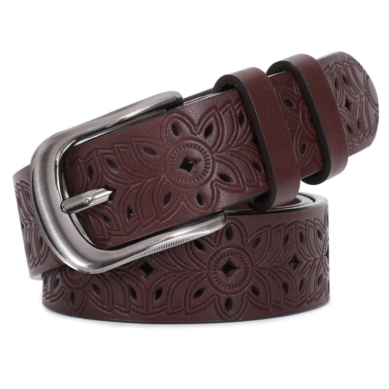 Wide Hollow Pu Leather Belt for Women with Pin Buckle