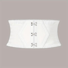 Candy Ruffles Wide Belt Triple Buckle Elastic Waistband for Women