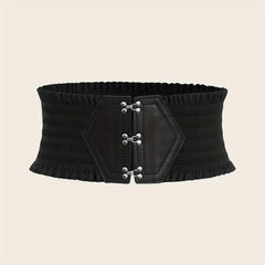 Candy Ruffles Wide Belt Triple Buckle Elastic Waistband for Women