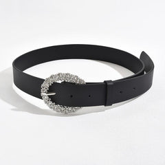 Women's C Rhinestone Buckle PU Belt - Versatile Accessory