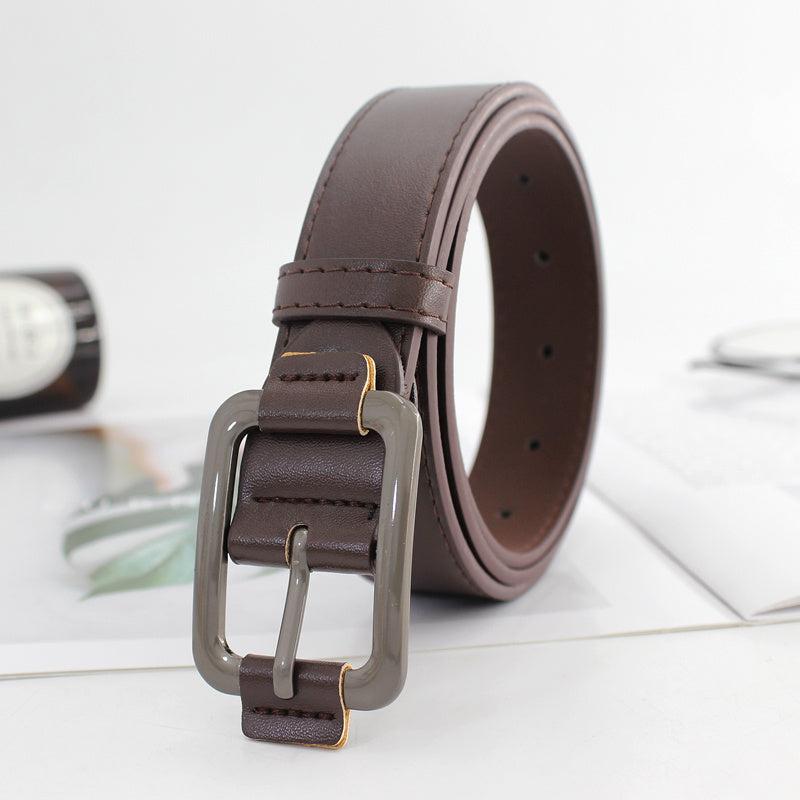 Unisex Vintage Gray Buckle PU Belt Casual Jeans Belt