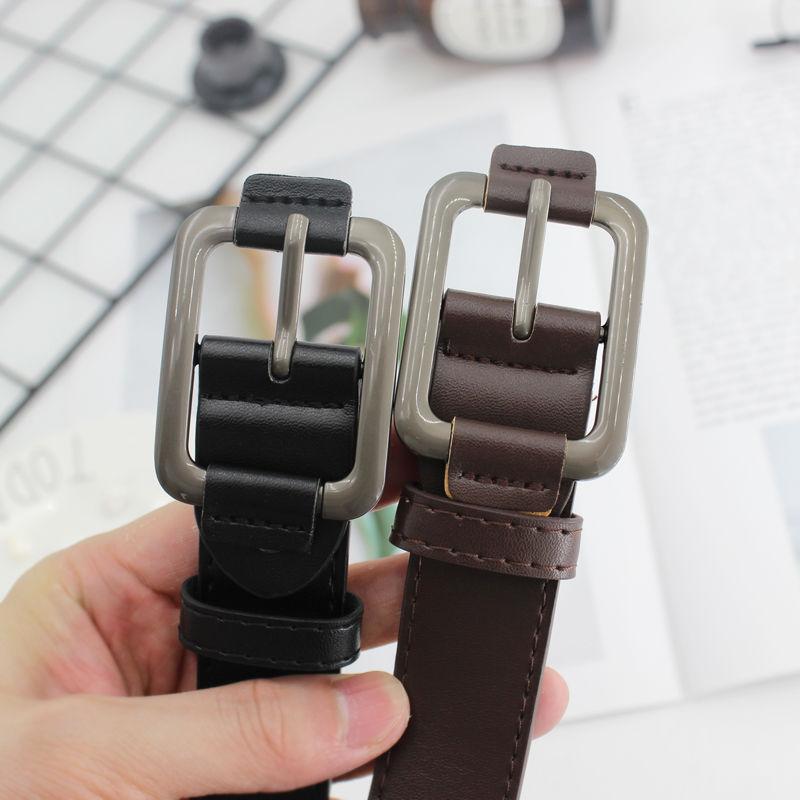 Unisex Vintage Gray Buckle PU Belt Casual Jeans Belt