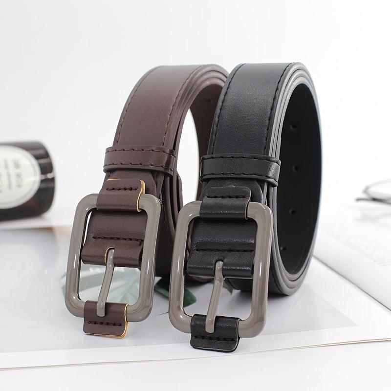 Unisex Vintage Gray Buckle PU Belt Casual Jeans Belt
