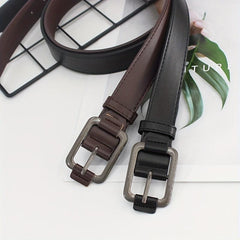 Unisex Vintage Gray Buckle PU Belt Casual Jeans Belt